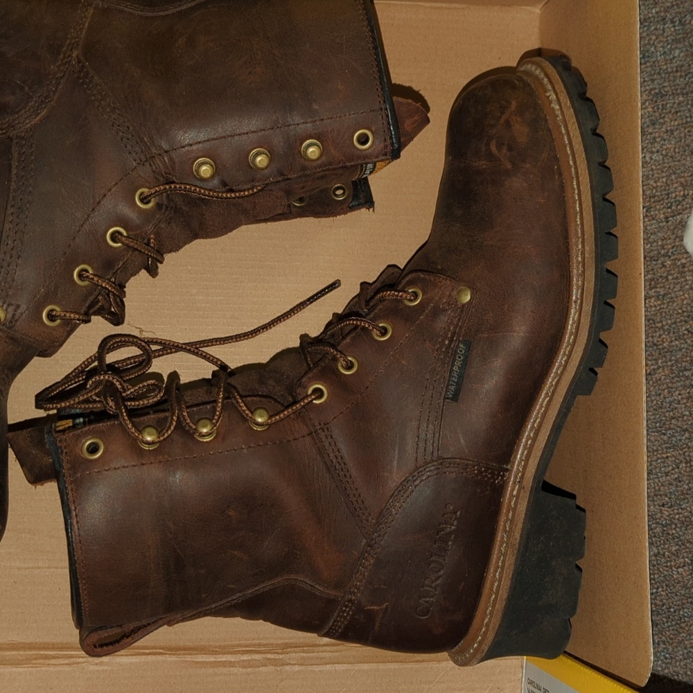CAROLINA® Waterproof 8" Steel Toe Logger Mens 10 Brown Excellent - Picture 5 of 15